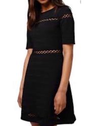 Black Fit Flare Dress Cutout Sexy Bandage 2 XS Party New Years