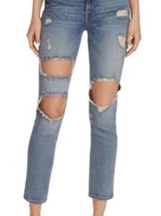 FRAME Denim Le High Straight Distressed Ripped Denim Jeans, Size 28