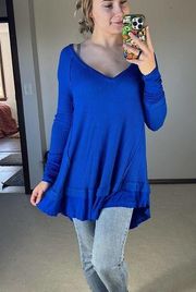 Free People: Royal Blue Thermal Oversized Sweater