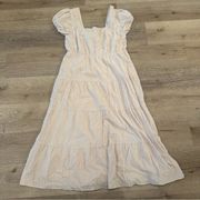 Listicle Tiered Cotton Maxi Dress with Pockets and Lined size Large