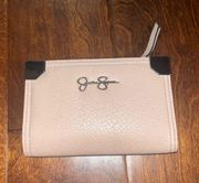 Jessica Simpson Pink and Black Wallet Clutch with silver detailing