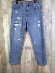 Express Size 6 Vintage Distressed High Rise Cropped Raw Hem w/5 Pockets