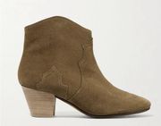 Isabel Marant Brown Dicker Suede Low Western Cowboy Boots sz 36.5