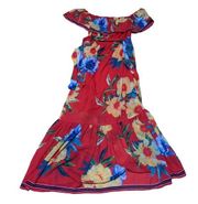 Flying tomato womens large dress swim cover red blue tropical flamenco off shoul