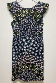 Nanette Nanette Lepore Colorful Floral Print Ruffle Sleeve Knee Length Dress