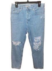 Topshop Moto Hayden Ripped Boyfriend Jeans Hi Rise Size 28