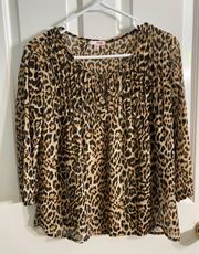 Cheetah Print 3/4 Sleeve Blouse