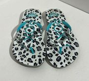 NWOT Roxy Leopard Print Flip Flop Thong Sandals Women's 7