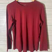 J Jill Luxe Supima Long Sleeve Tee Top Womens Small Red plain solid color