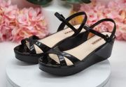 Prada Sport Black Patent Leather Platform Sandals Size 8.5