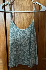 Green Floral Cropped Tank Top