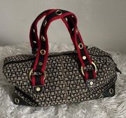 Tommy Hilfiger Logo Print Handbag With Alligator Embossed Textured Bottom