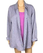 FLAX light purple w/stripes, OVERSIZED 100% Slub Linen top. Size “Petite”. EUC