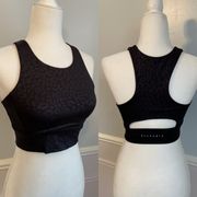 Anthropologie Women's Allfenix Black Leopard Long All Fenix Sports Bra Size M