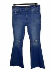 Simple Society Jeans Womens 13/31 Blue High-Rise Flare Denim Distressed