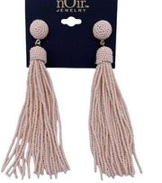 nOir seed beaded tassel long  earrings- New