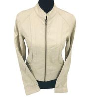 The Limited Faux Leather Jacket, Cream, Small