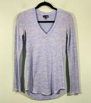 Wilfred Free Aritzia Women's Heather Blue V-neck Long Sleeve Top Size S