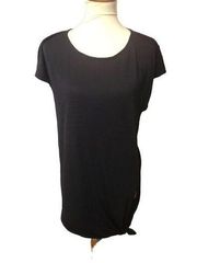 Max Studio black scoop neck long asymmetrical tunic that can be tied on the side