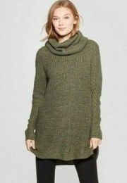 A New Day Olive Green Cable Knit Oversized Cozy Turtleneck Sweater