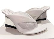 NIB Good American White Lucite Wedge Slip On Sandals