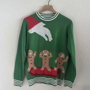 Tipsy Elves Gingerbread Men Being Eaten Holiday Ugly Christmas Sweater Graphic S