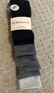 NWT- BCBGeneration Super Soft 3 Pairs Gray Long Socks