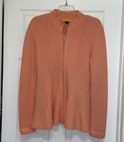 St. John Peach Zip front swing cardigan sweater