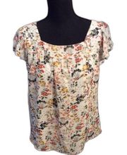 Floral Butterfly Short Sleeve Lined Womens Top Small S