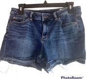 Vince Camuto Distressed medium wash raw hem Jean shorts 4" inseam Size 29/8