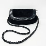 Black Suede Small Convertible crossbody clutch chain purse bag