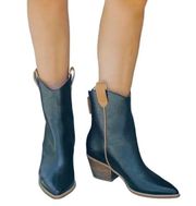 Oasis Society Drifter Faux Leather Heeled Boots Back Zip Western Women’s Sz 9