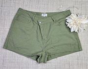 Superdown Rylan Asymmetrical Green Cotton Denim Shorts Size Large