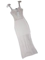 Canessa Luna Nuvola Ivory Crochet Open Knit Tied Cotton Maxi Dress 3 M NWT