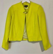 Topshop Women’s Open Front Cropped Blazer Neon Yellow Size 0 FLAW