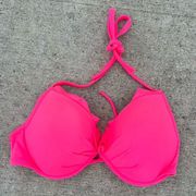 Victoria's Secret  34DD Hot Pink Ruffle Pushup Halter Bikini Top Swim