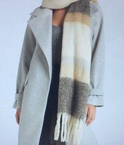 Brushed Fringe Stripe Oversized Scarf