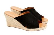 J. Crew Faux Suede Crisscross Mule Espadrille Wedge Sandal Black Size 7 NWT