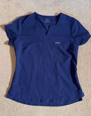 Women's Smooth Lines Navy Blue V-Neck Scrub XS Pocket