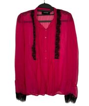 The Kooples Fuchsia and black Silk Lace Blouse, Small, New