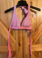 Tommy Hilfiger Orange Striped Halter Bikini Swim Top Women small nwt