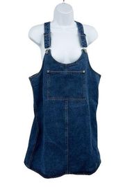 Celebrity Pink Blue Denim Mini Overall Dress Size Medium