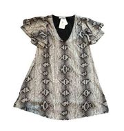 Caramela Snakeskin Print Flutter Sleeve Tunic Dress - Women's Medium