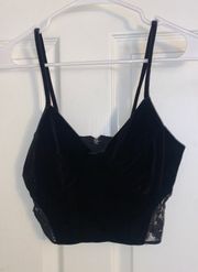 Forever 21 Black Velvet With Lace Top