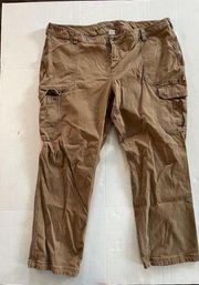 Duluth Trading Pants Womens 22W x 31" Tan Curvesetter Cargo Pockets Utility