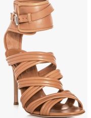 Kim Kardashian Strappy Ankle Cuff Camel Heel Sandals