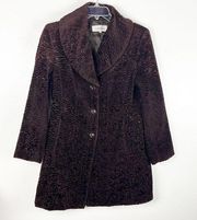 CALVIN KLEIN Burgundy Textured Lined Trench Coat, Size Medium