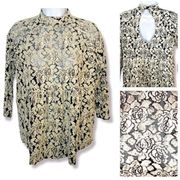 Mesh Floral Top Ivy Jane Rose Lace Netting Blouse Cream Black XS