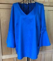 Jane & Delancey blue bell sleeve peasant Top Large