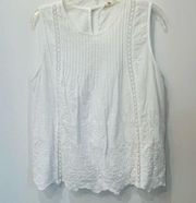 solitaire white sleeveless tank blouse lace eyelet size XL